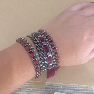 Juicy Couture Wine and Black multi cuff bracelet 90s Y2K magnet and side clasps